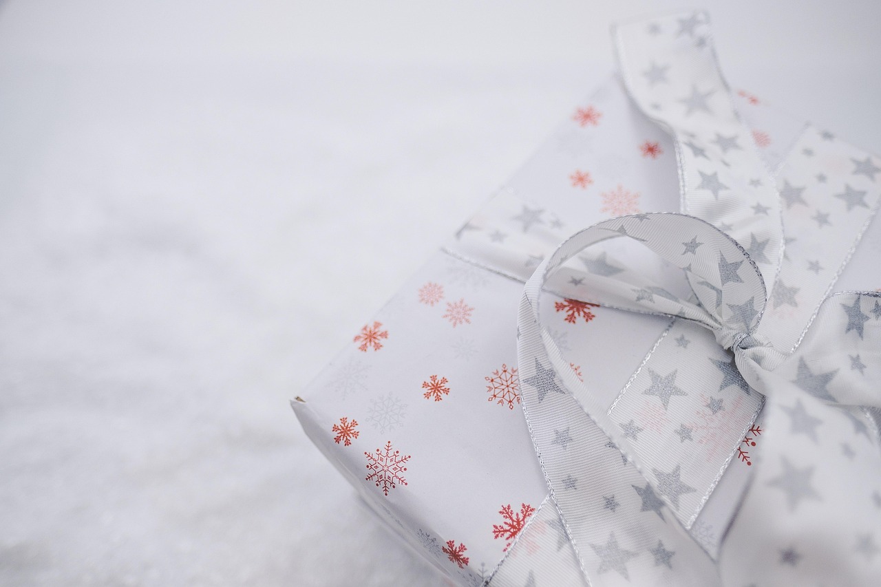 Wrapped gift boxes tied with ribbon